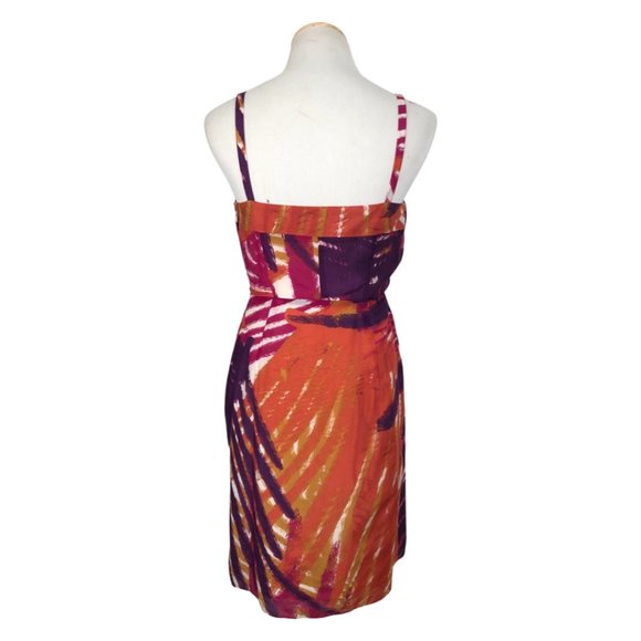 BANANA REPUBLIC Dress NWOT Size 2 Abstract Print Sundress Orange Purple Ruffles - Picture 3 of 5